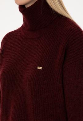 Kadın Bordo Boğazlı Salaş Kazak - 50308924004