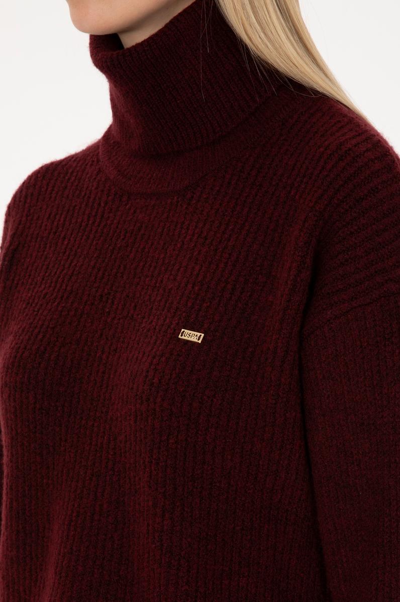 Kadın Bordo Boğazlı Salaş Kazak