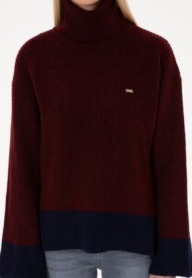 Kadın Bordo Boğazlı Salaş Kazak - 50308924004