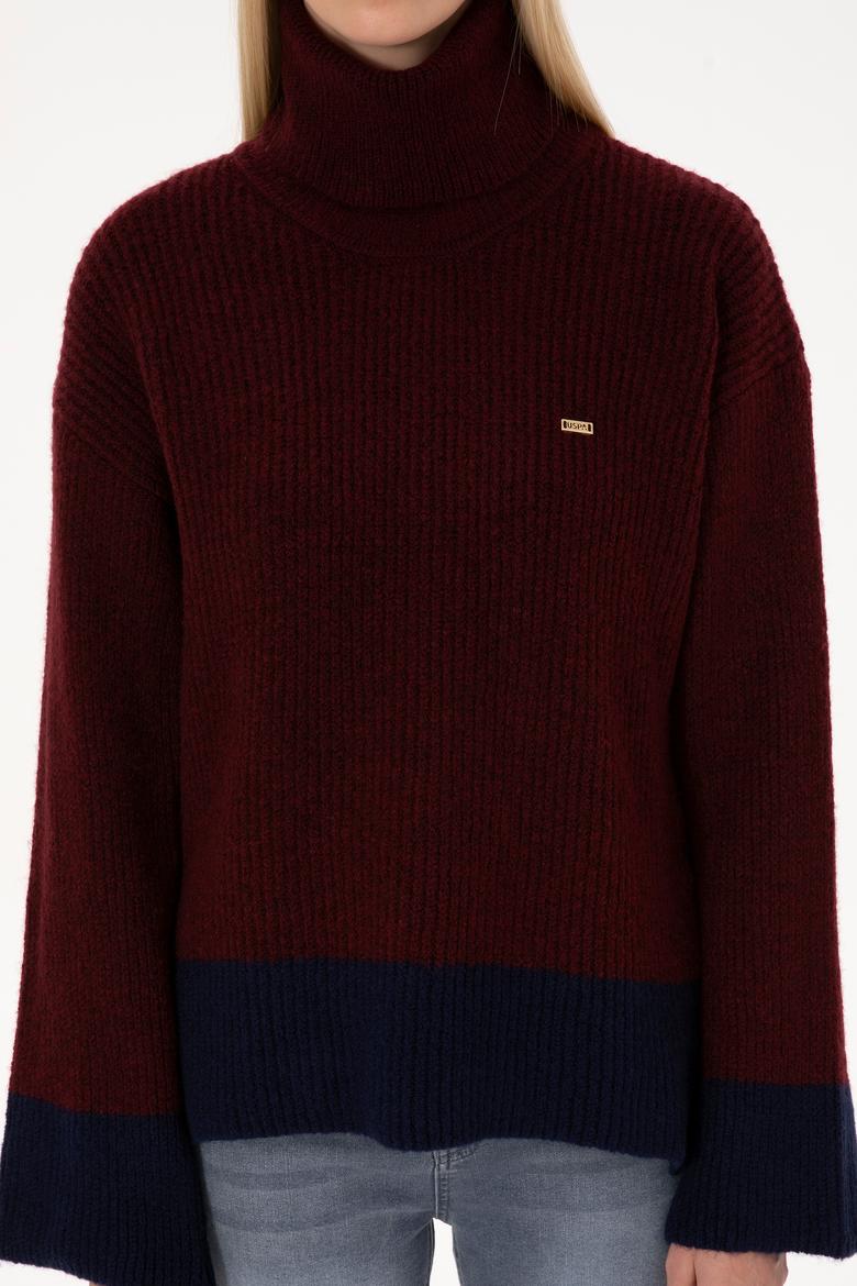 Kadın Bordo Boğazlı Salaş Kazak - 50308924004