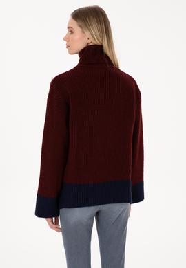 Kadın Bordo Boğazlı Salaş Kazak - 50308924004