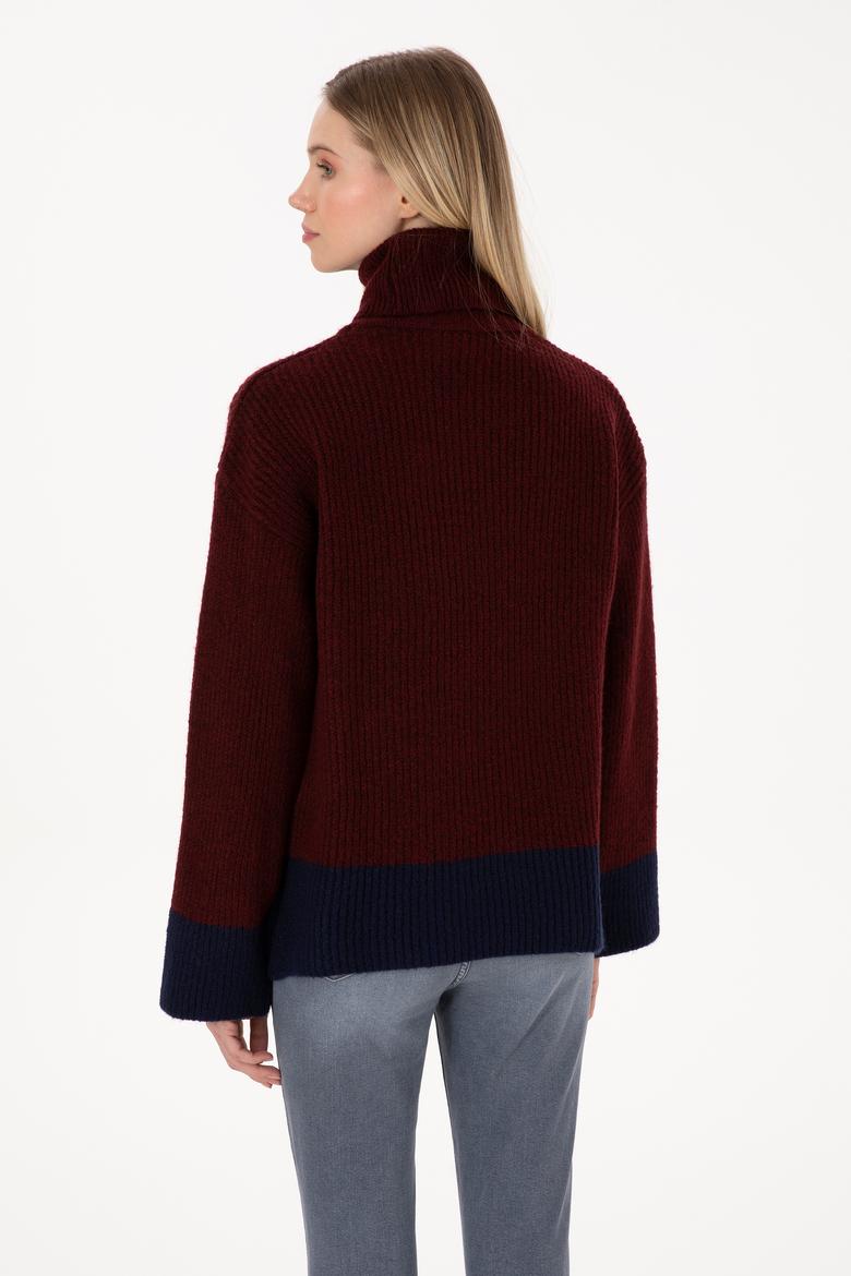 Kadın Bordo Boğazlı Salaş Kazak - 50308924004