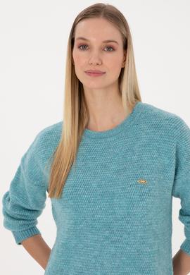 Kadın Mint Bisiklet Yaka Kazak - 50309699011