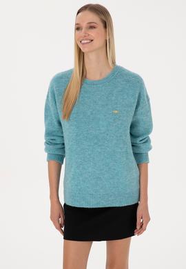 Kadın Mint Bisiklet Yaka Kazak - 50309699011