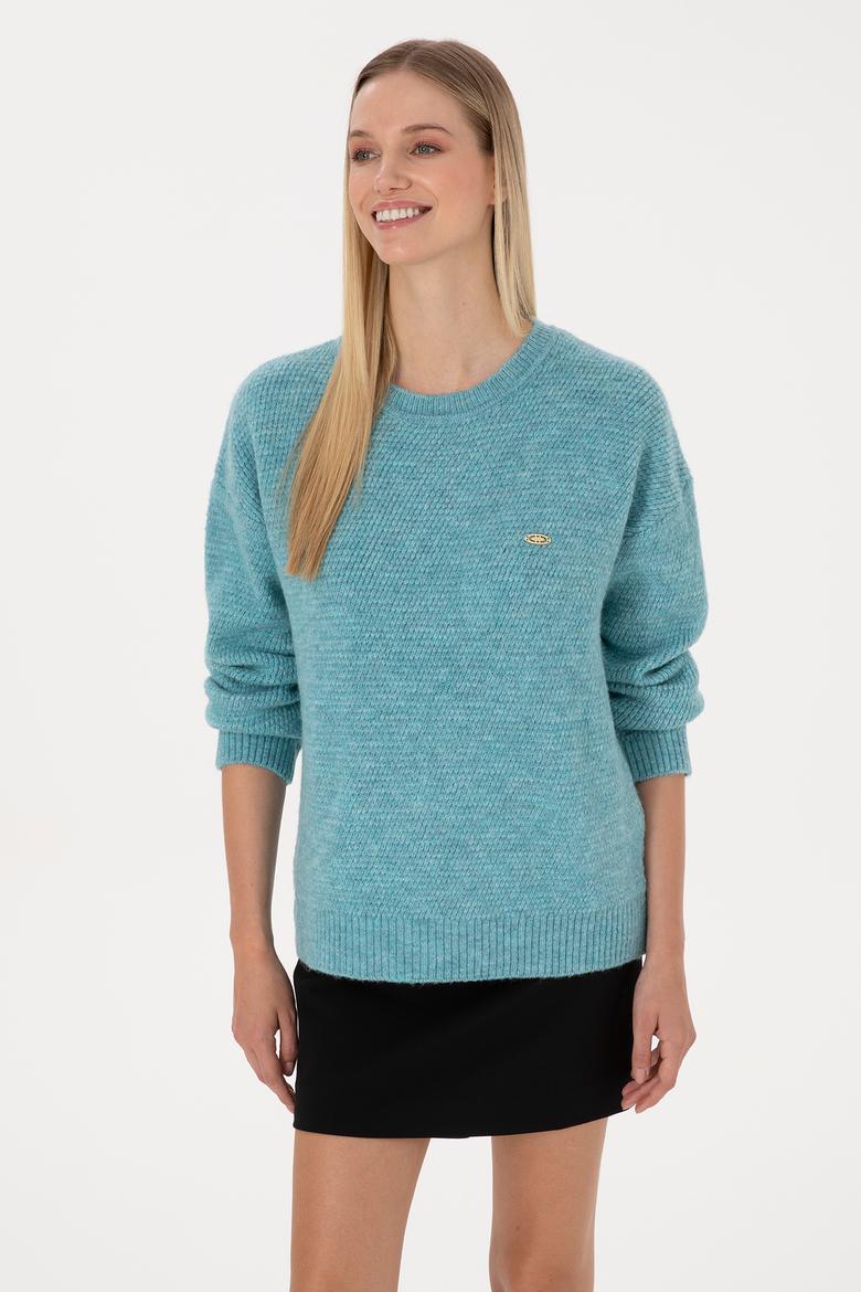 Kadın Mint Bisiklet Yaka Kazak - 50309699011