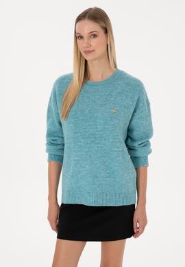 Kadın Mint Bisiklet Yaka Kazak - 50309699011