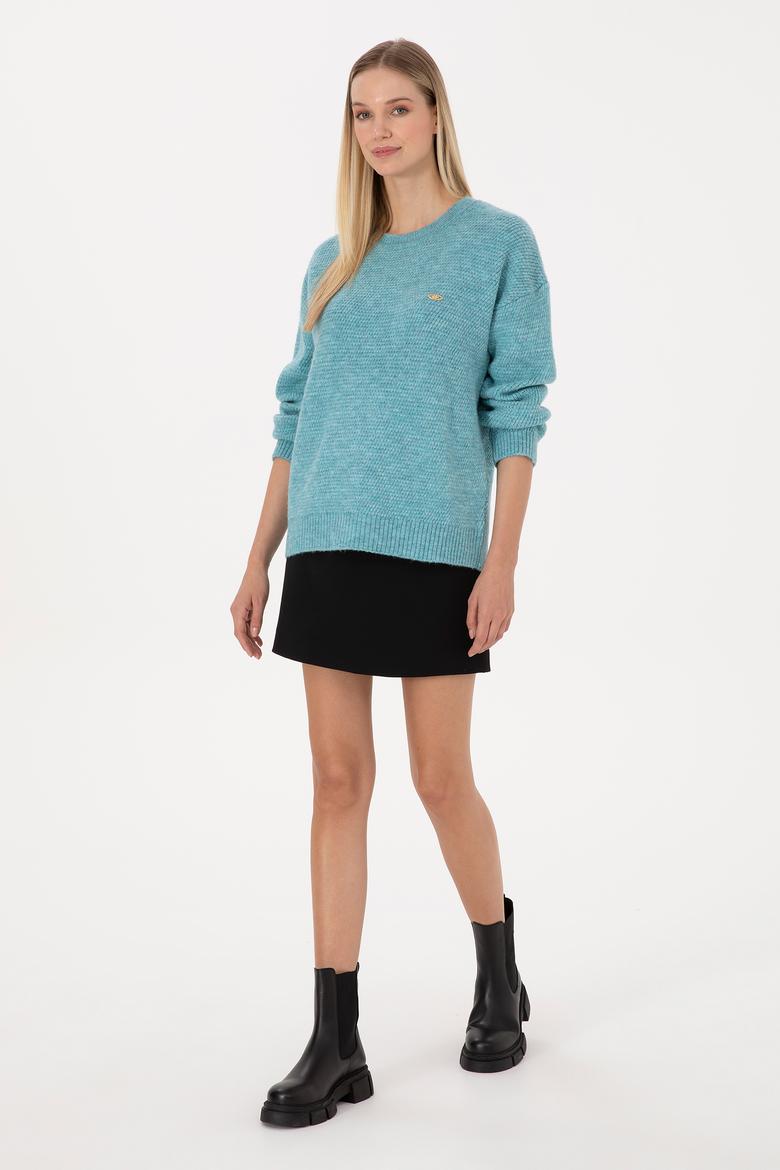 Kadın Mint Bisiklet Yaka Kazak - 50309699011