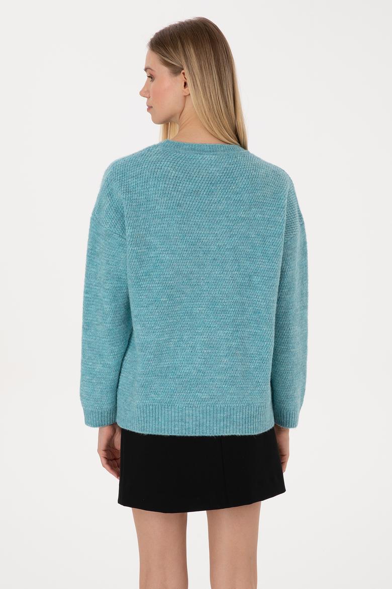 Kadın Mint Bisiklet Yaka Kazak - 50309699011