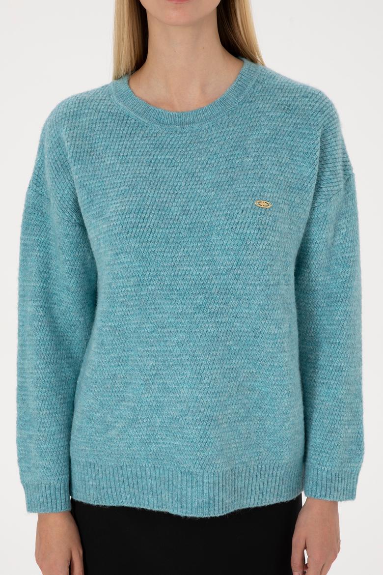 Kadın Mint Bisiklet Yaka Kazak - 50309699011