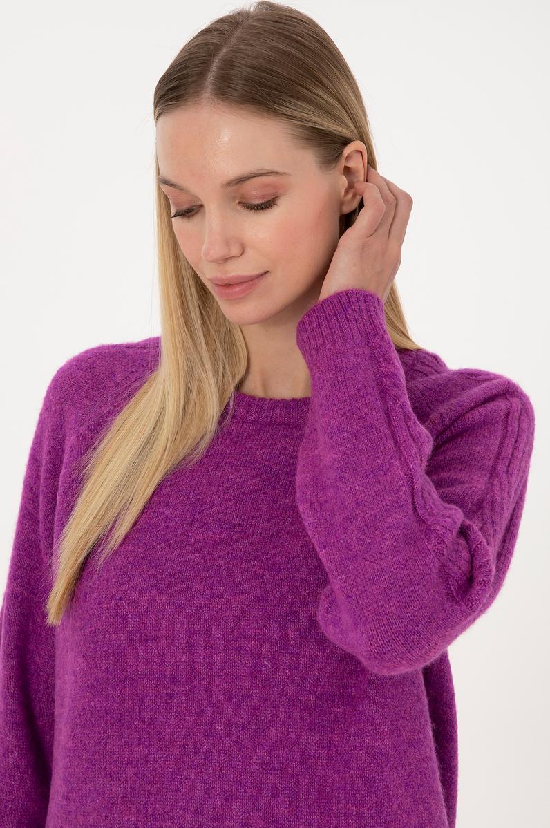 Kadın Menekşe Bisiklet Yaka Kazak