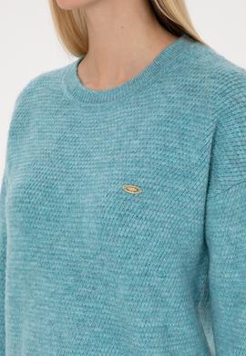 Kadın Mint Bisiklet Yaka Kazak - 50309699011