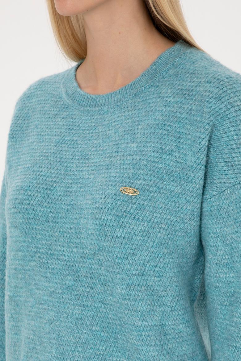 Kadın Mint Bisiklet Yaka Kazak - 50309699011