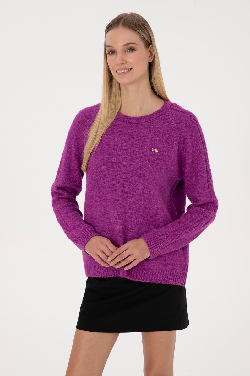 Kadın Menekşe Bisiklet Yaka Kazak