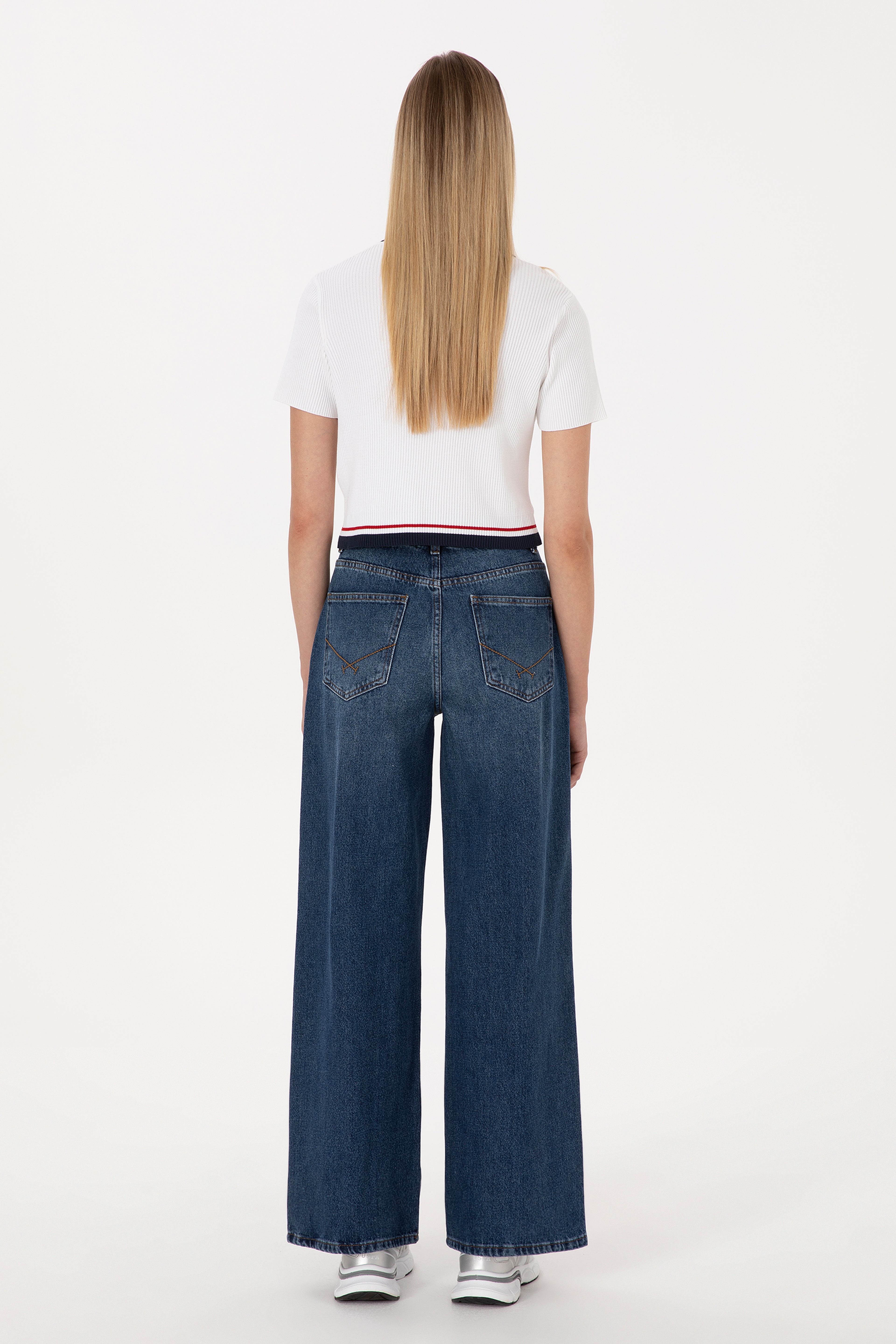 Kadın Mavi  Loose Fit Jean Pantolon - Image 4