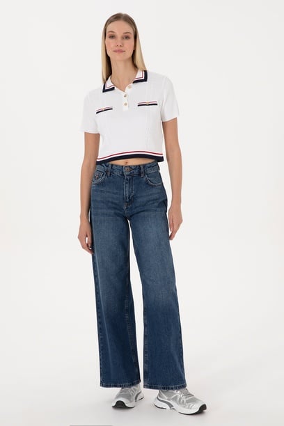 Kadın Mavi  Loose Fit Jean Pantolon