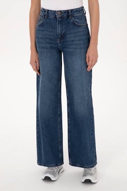 Kadın Mavi  Loose Fit Jean Pantolon