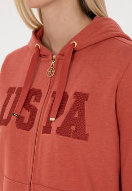 Kadın Kiremit Uzun Fermuarlı Kapüşonlu Basic Sweatshirt - 50307724052