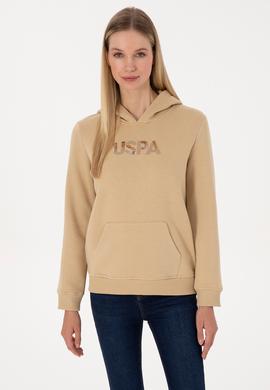 Kadın Kum Kapüşonlu Basic Sweatshirt - 50307711093