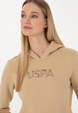 Kadın Kum Kapüşonlu Basic Sweatshirt - 50307711093