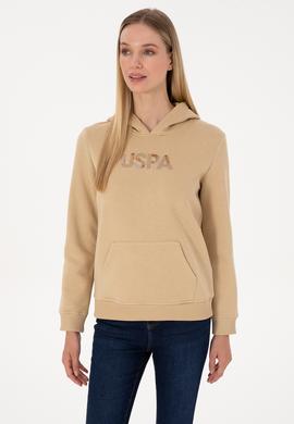 Kadın Kum Kapüşonlu Basic Sweatshirt - 50307711093
