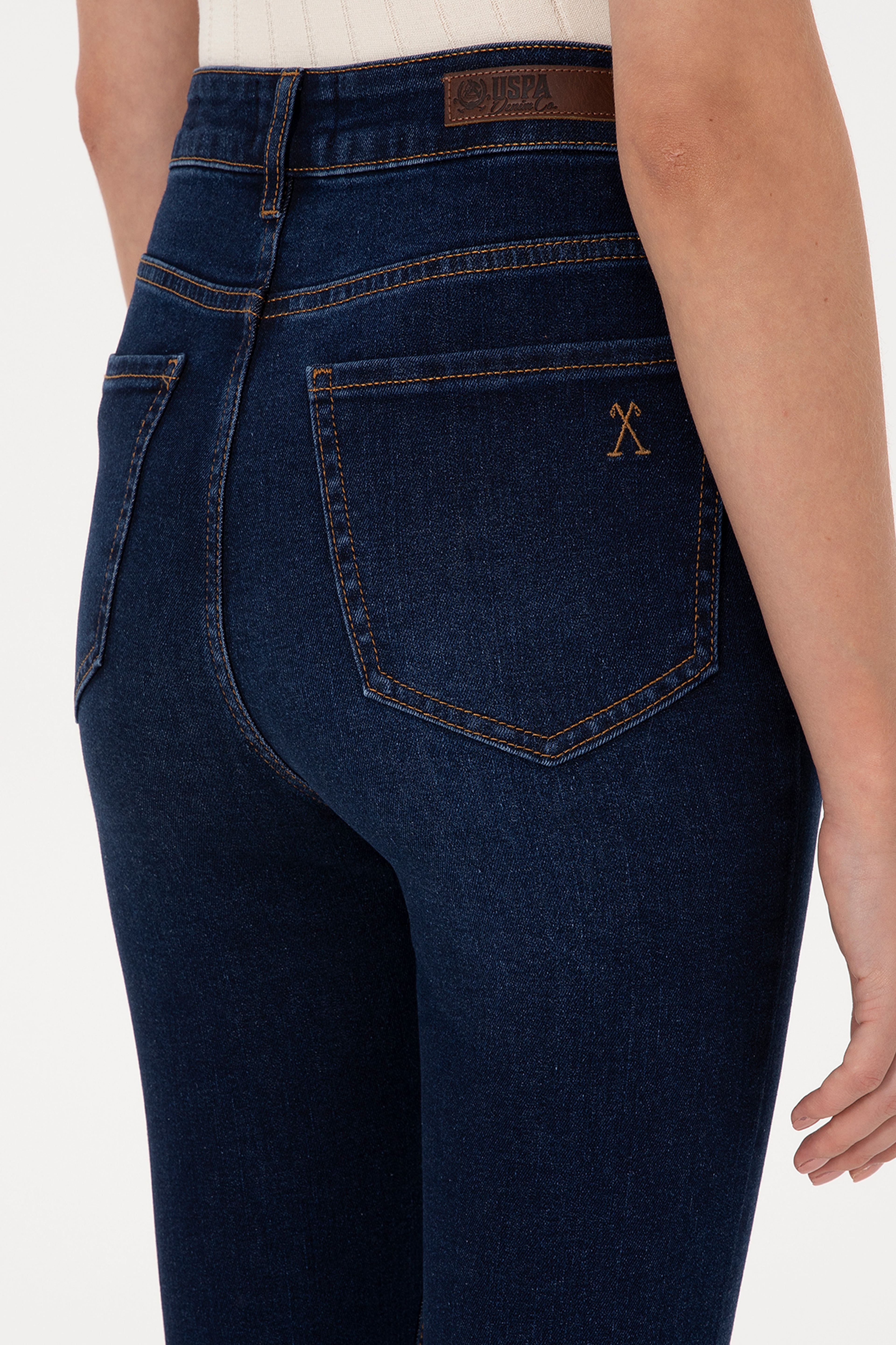 Kadın Koyu Mavi Skinny High Waist Fit Jean Pantolon - Image 6