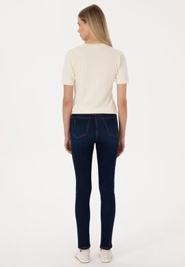 Kadın Koyu Mavi Skinny High Waist Fit Jean Pantolon - 50316591007