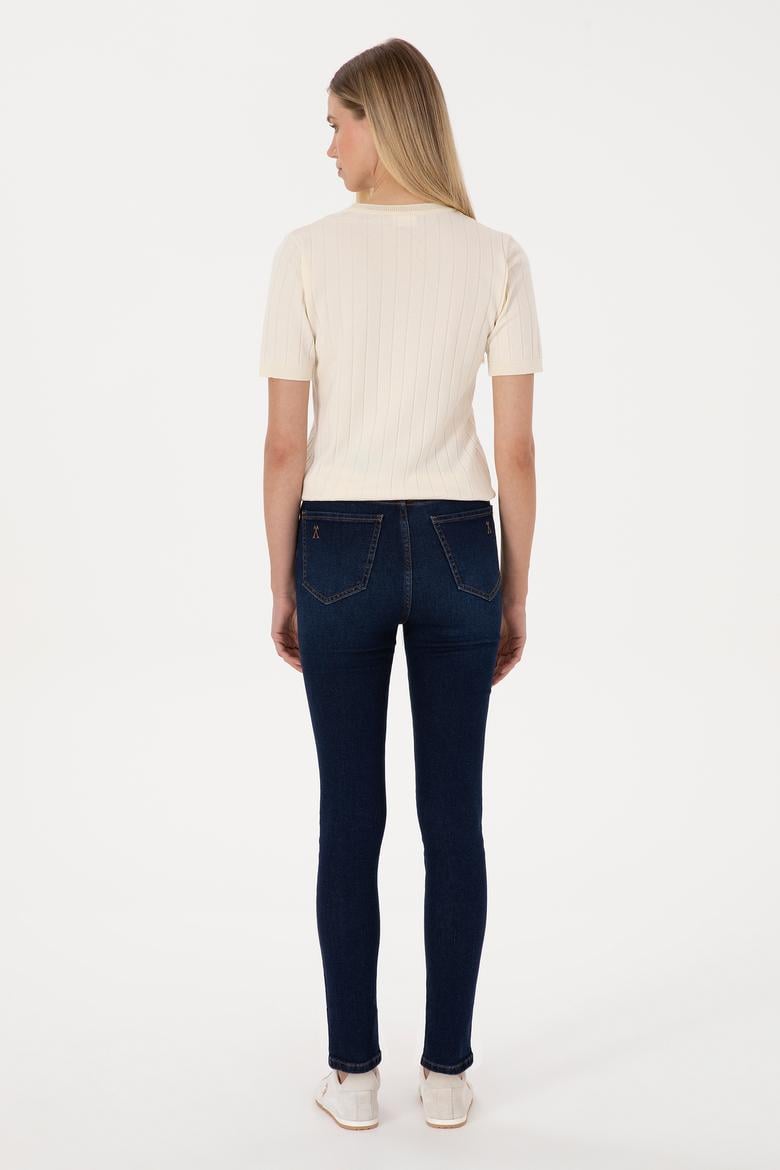 Kadın Koyu Mavi Skinny High Waist Fit Jean Pantolon - 50316591007