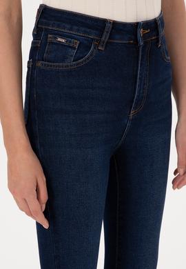 Kadın Koyu Mavi Skinny High Waist Fit Jean Pantolon - 50316591007