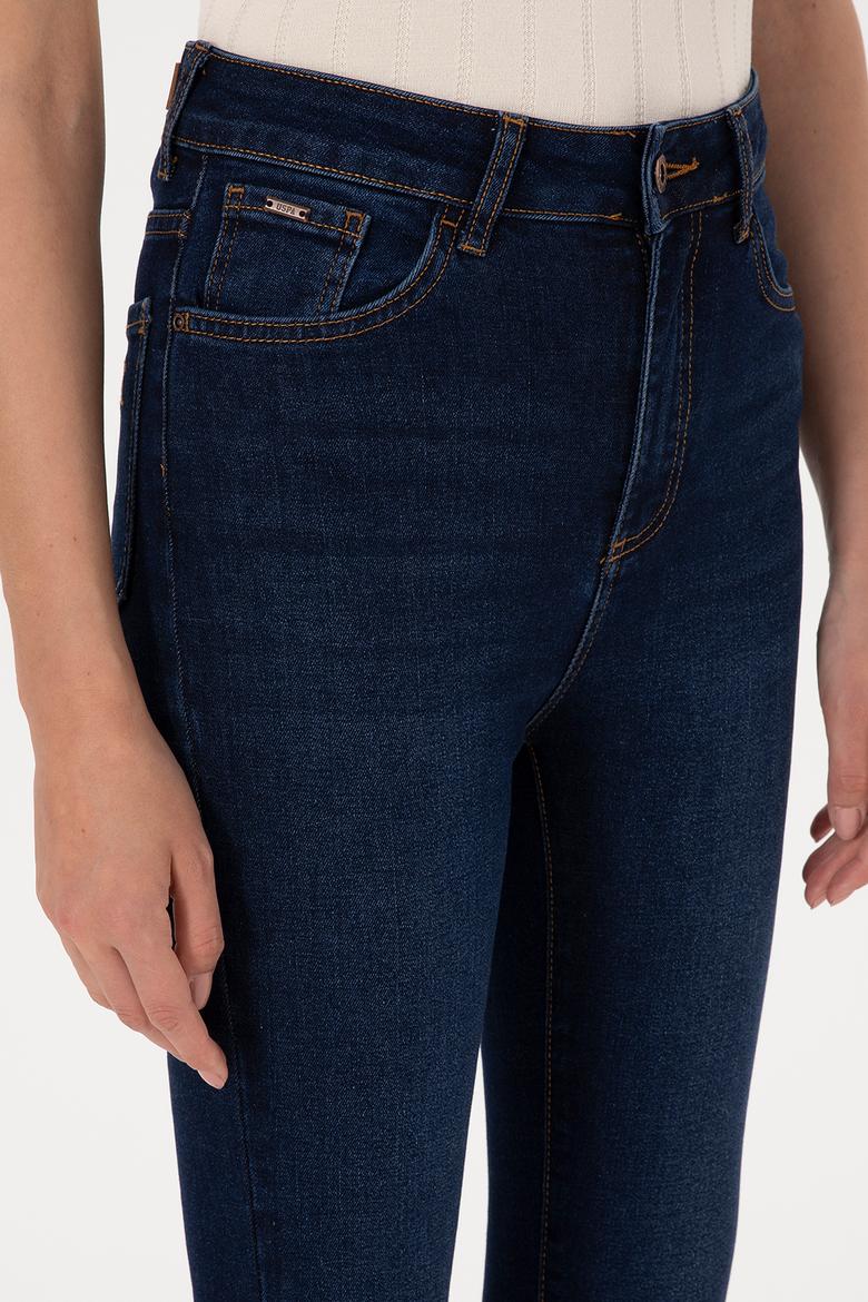 Kadın Koyu Mavi Skinny High Waist Fit Jean Pantolon - 50316591007