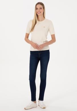 Kadın Koyu Mavi Skinny High Waist Fit Jean Pantolon - 50316591007