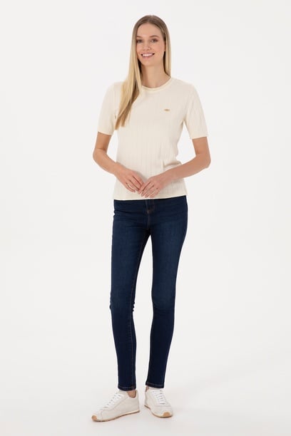 Kadın Koyu Mavi Skinny High Waist Fit Jean Pantolon