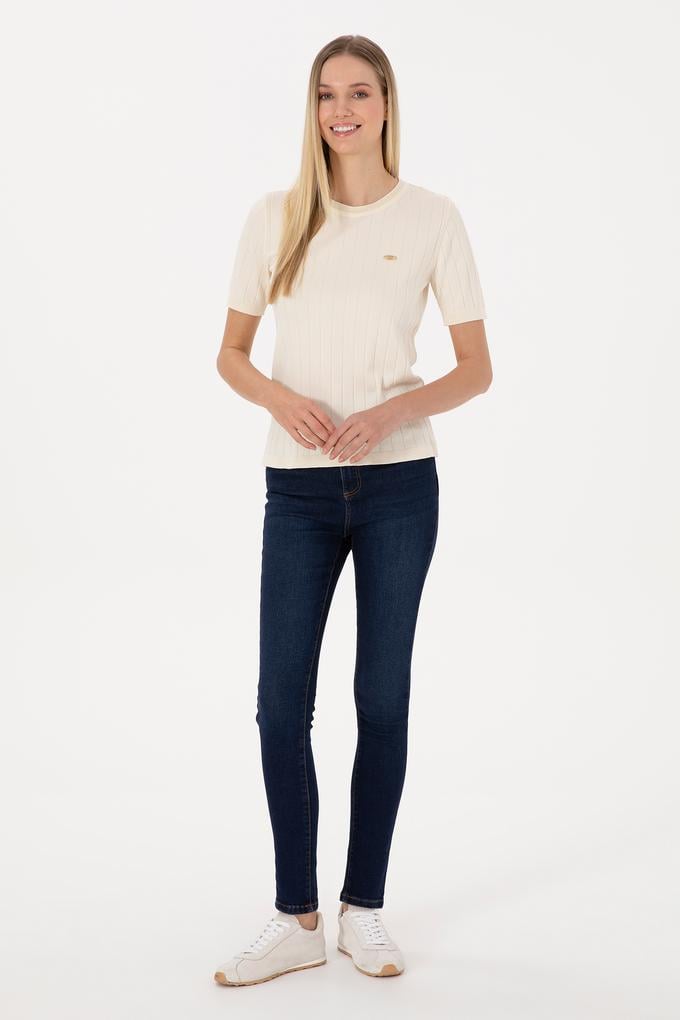 Kadın Koyu Mavi Skinny High Waist Fit Jean Pantolon