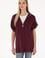 Kadın Bordo V Yaka Fermuarlı Süveter