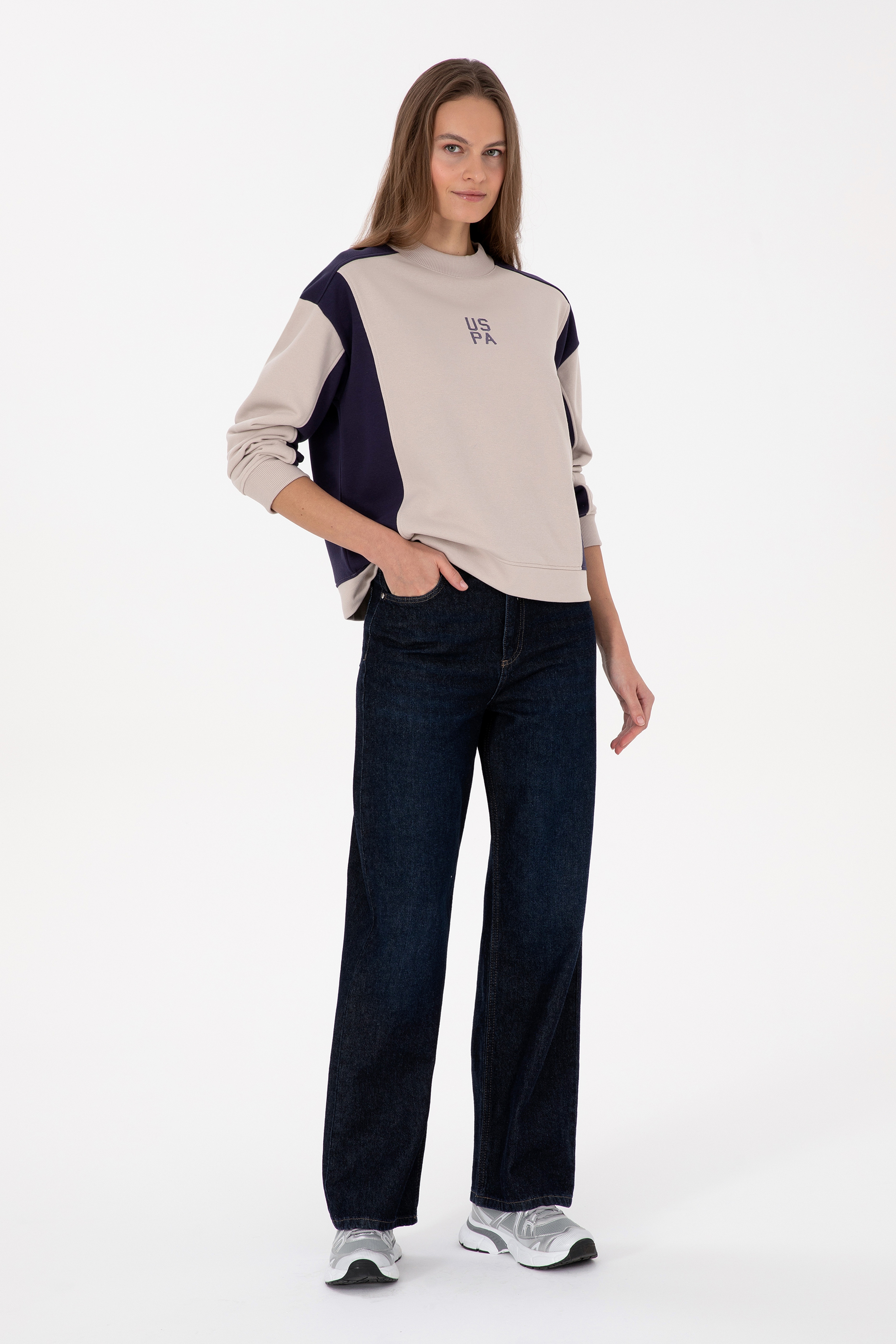Kadın Mürdüm Bisiklet Yaka Sweatshirt - Image 4