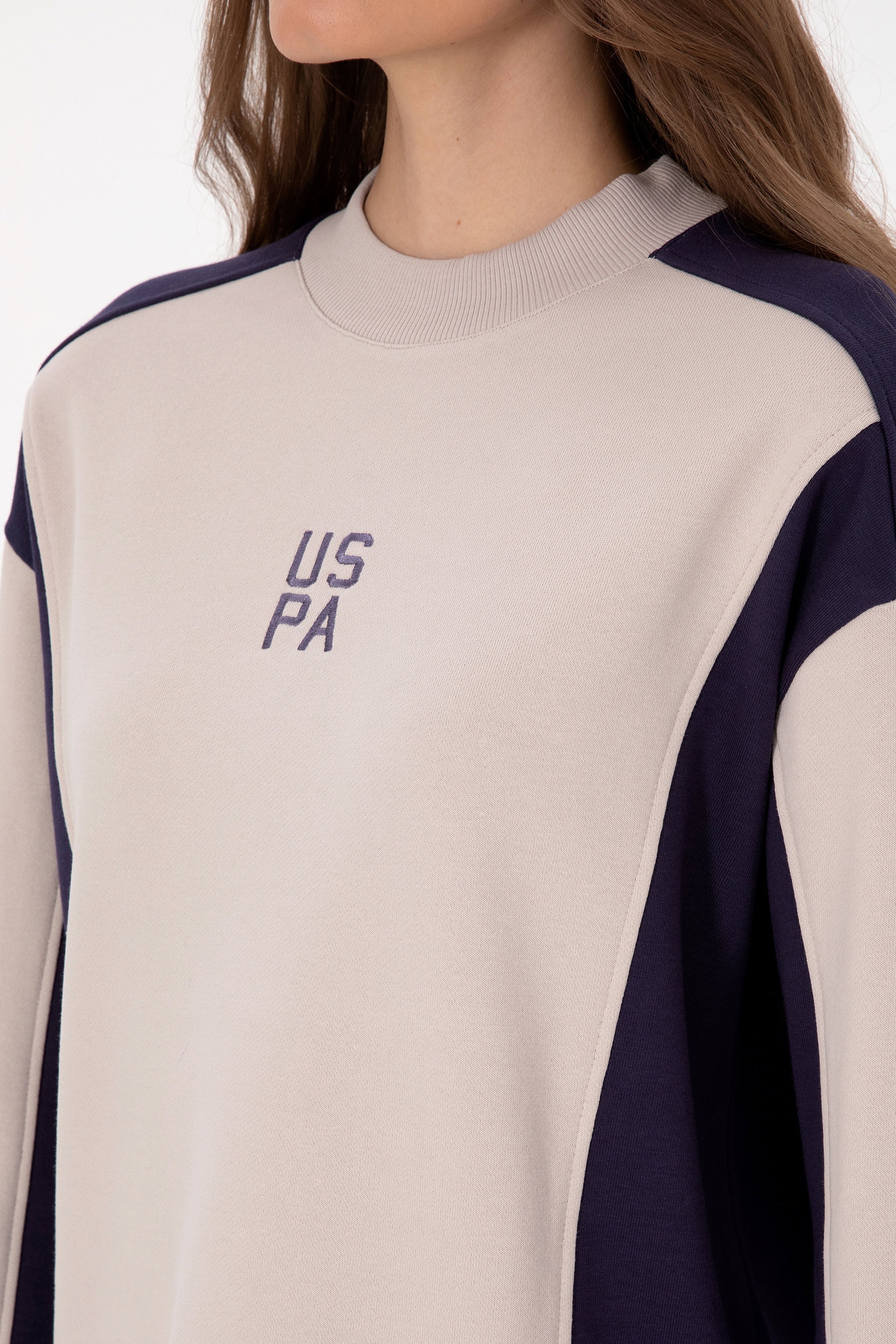 Kadın Mürdüm Bisiklet Yaka Sweatshirt