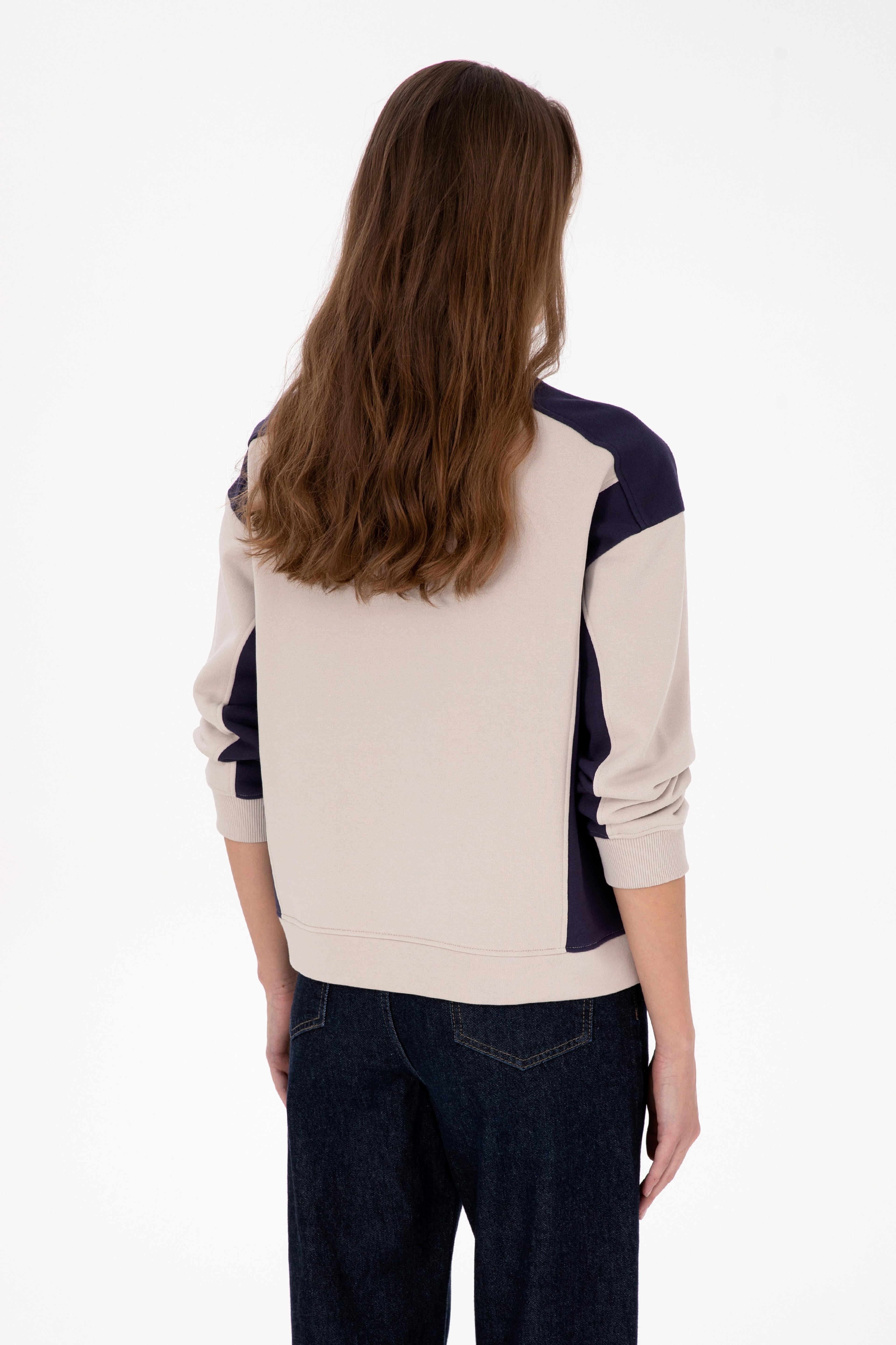 Kadın Mürdüm Bisiklet Yaka Sweatshirt - Image 5
