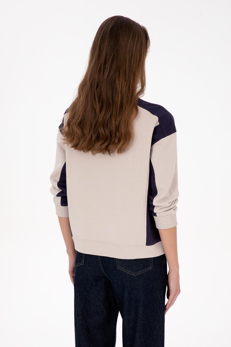 Kadın Mürdüm Bisiklet Yaka Sweatshirt - 50314951013