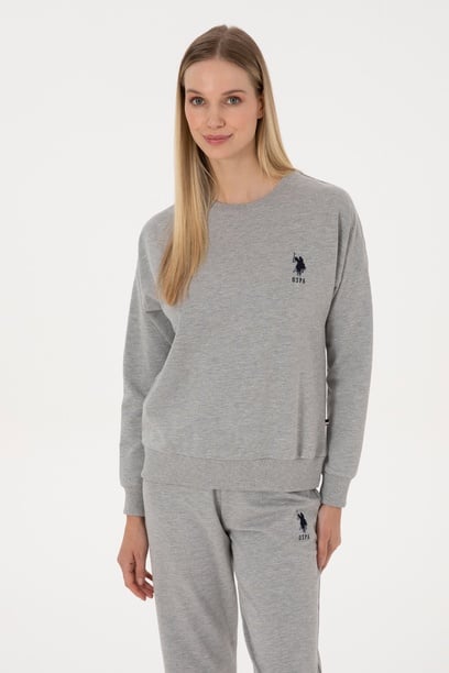 Kadın Gri Melanj Pijama Takımı