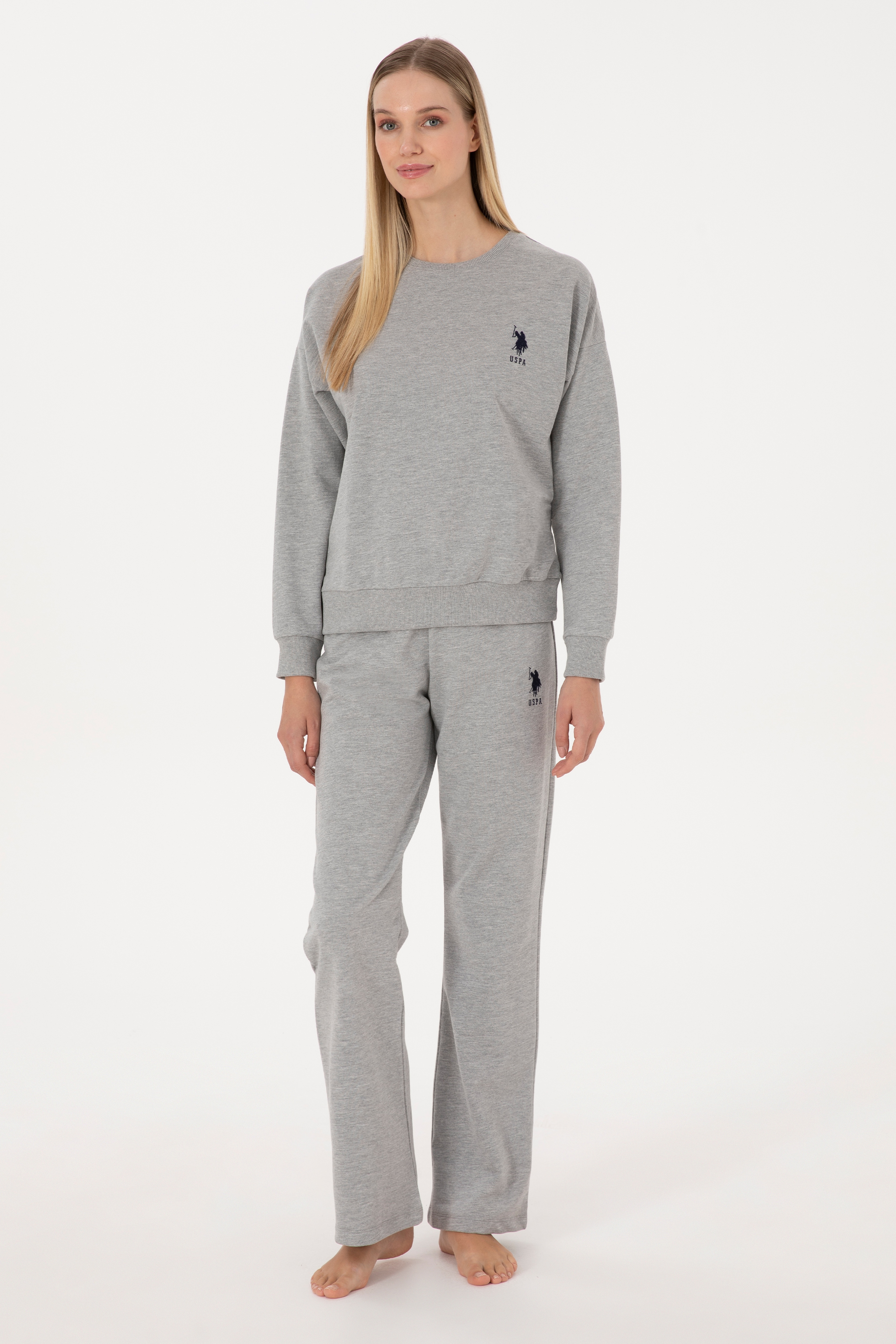 Kadın Gri Melanj Pijama Takımı - Image 4
