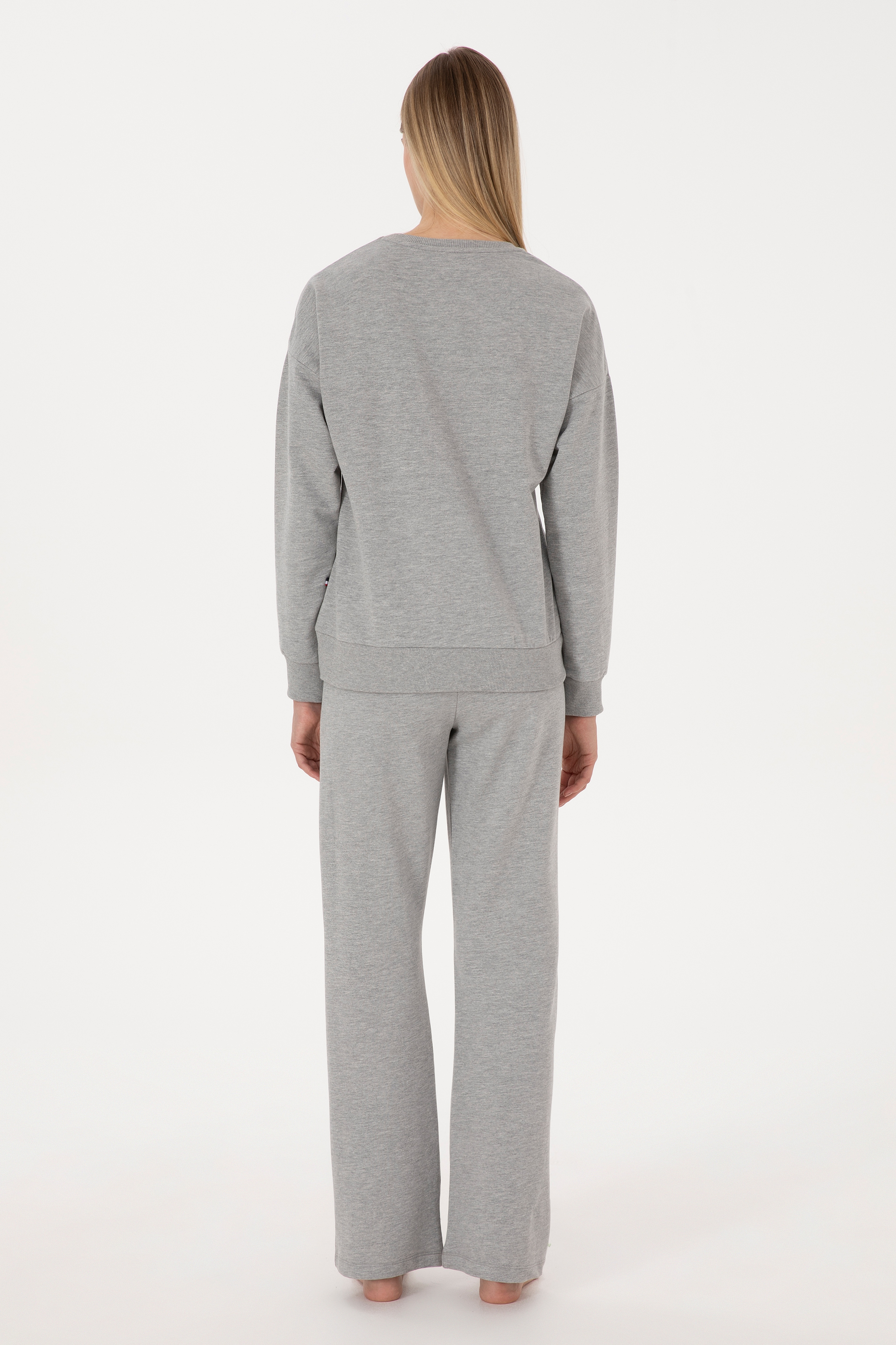 Kadın Gri Melanj Pijama Takımı