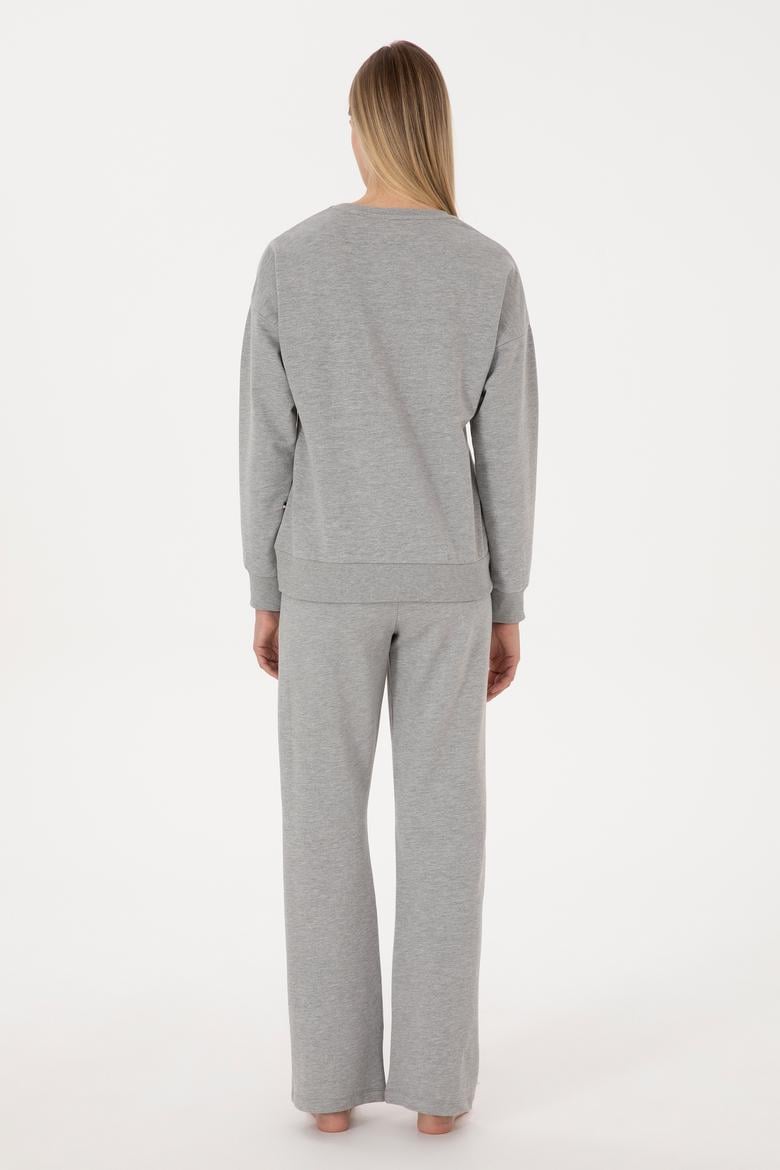Kadın Gri Melanj Pijama Takımı - 50318899006