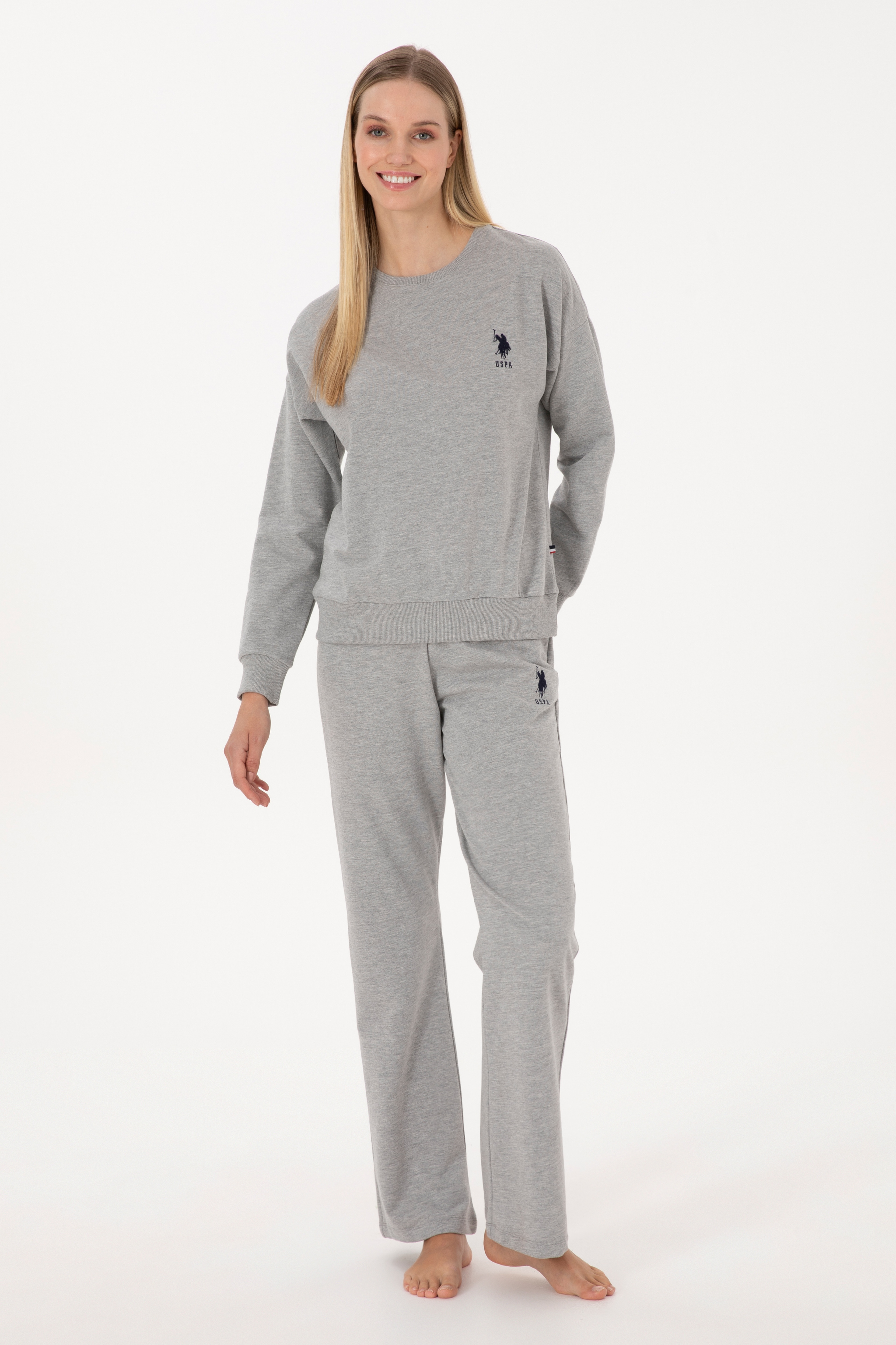 Kadın Gri Melanj Pijama Takımı