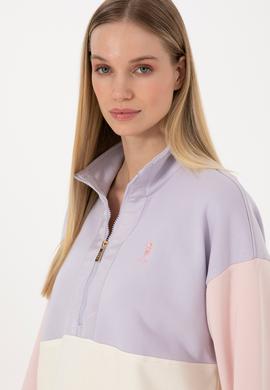 Kadın Lila Fermuarlı Dik Yaka Sweatshirt - 50307794004