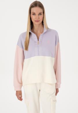 Kadın Lila Fermuarlı Dik Yaka Sweatshirt - 50307794004