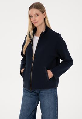 Kadın Lacivert Fermuarlı Dik Yaka Sweatshirt - 50314173005