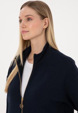 Kadın Lacivert Fermuarlı Dik Yaka Sweatshirt - 50314173005