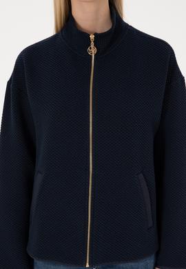 Kadın Lacivert Fermuarlı Dik Yaka Sweatshirt - 50314173005