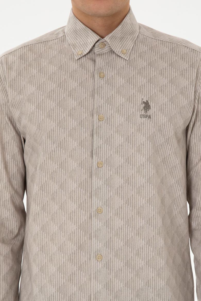 Erkek Açık Haki Uzun Kollu Gömlek - 50308484024