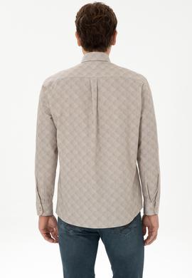 Erkek Açık Haki Uzun Kollu Gömlek - 50308484024