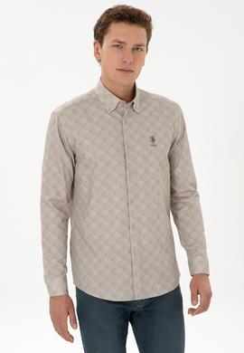 Erkek Açık Haki Uzun Kollu Gömlek - 50308484024